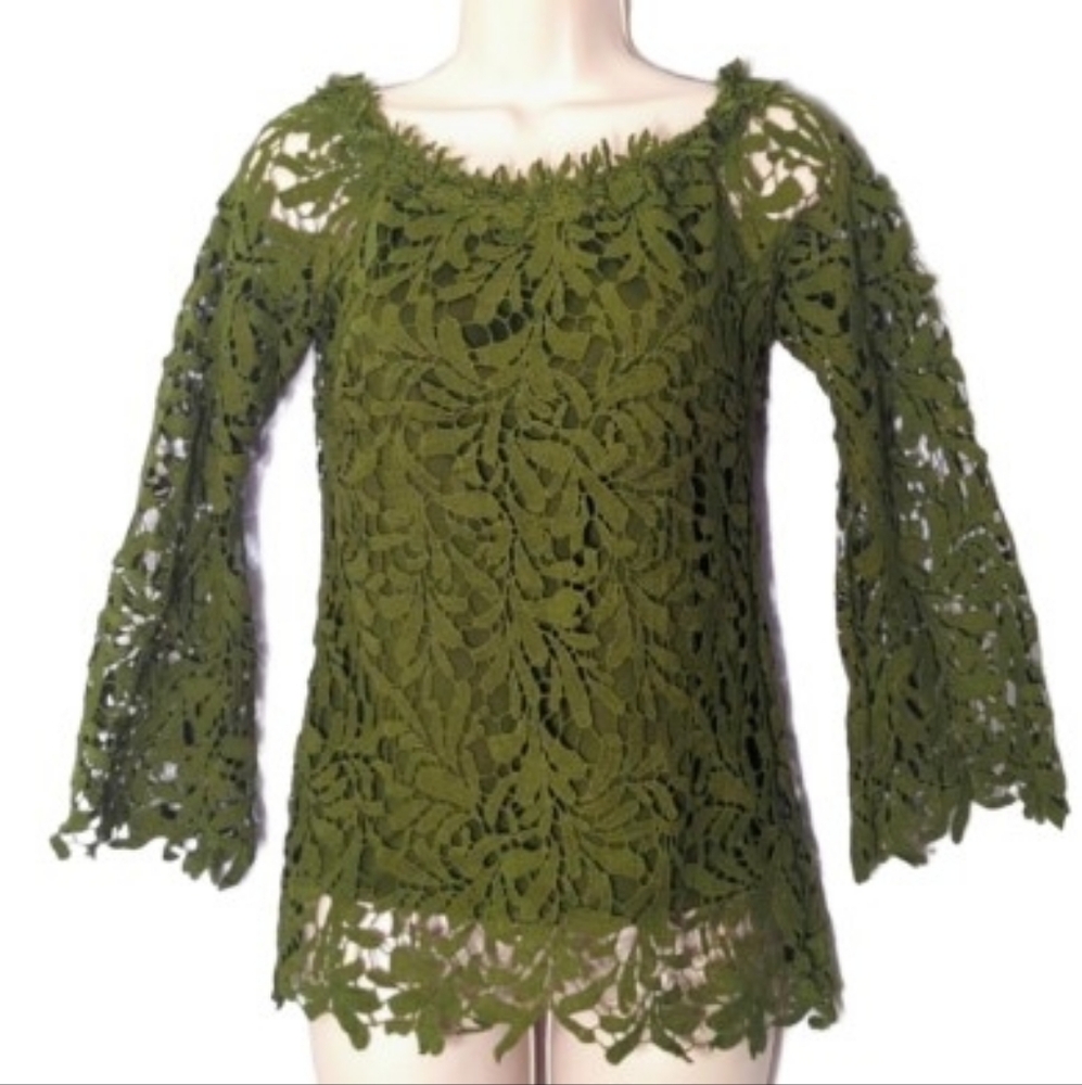 Fairycore Olive/Moss Green Layered Top - Picture 2 of 9